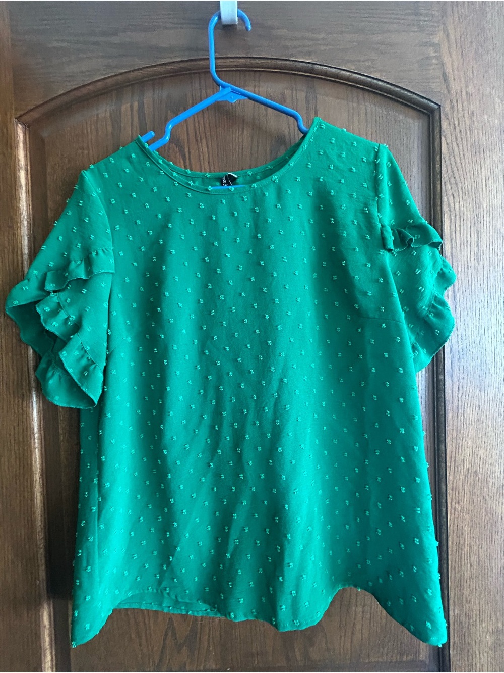 Green Ruffled Short Sleeve Top - Picture 4 of 4